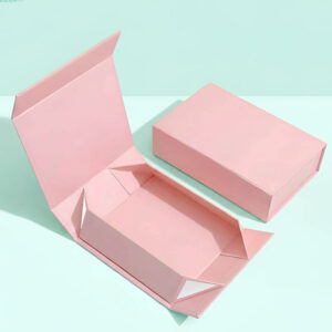 Custom pink collapsible rigid gift box for luxury apparel wholesale.