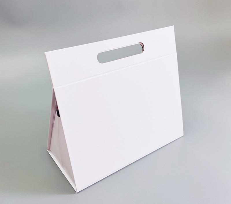 Elegant white version of the triangle foldable packaging box for high-end retail.